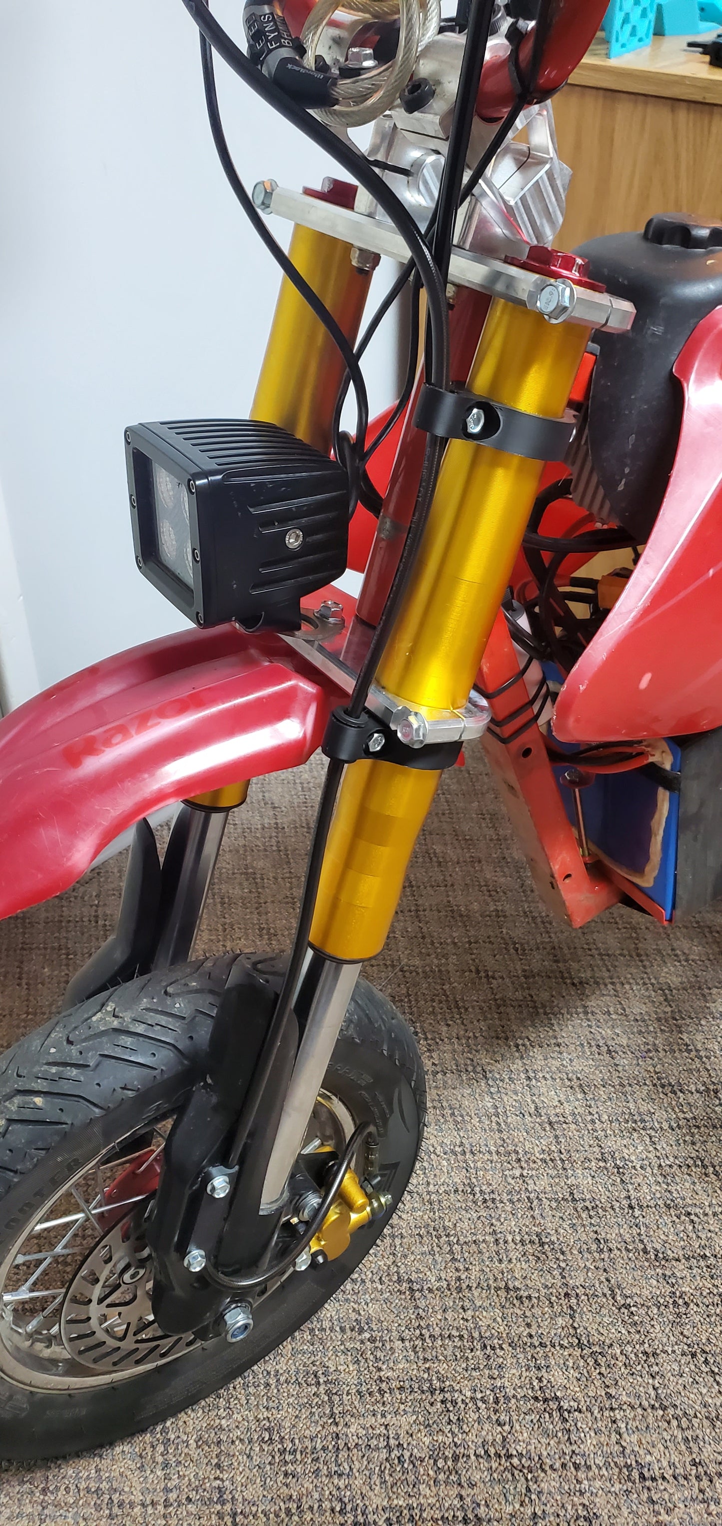 Front Pitbike Brake Line Guides